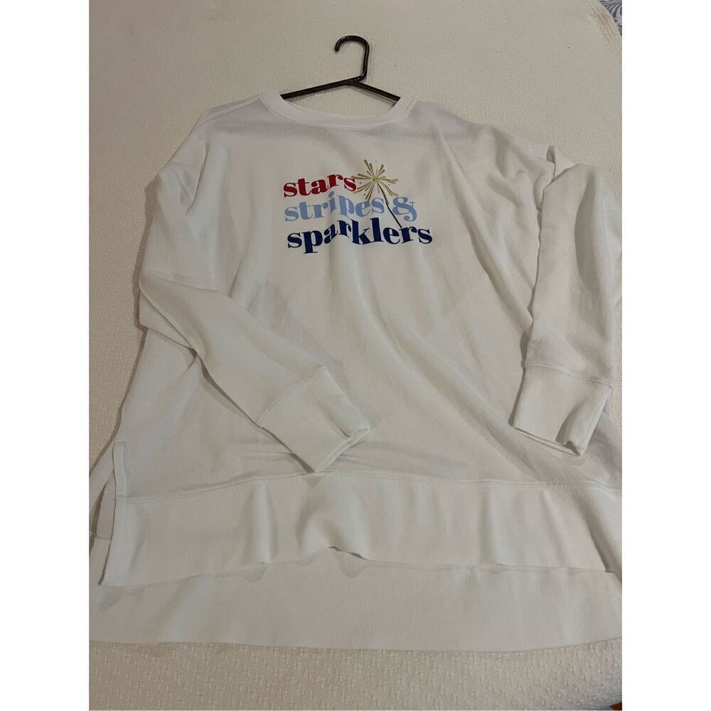 Crown & Ivy striped lightweight sweatshirt Stars and Stripes size Large